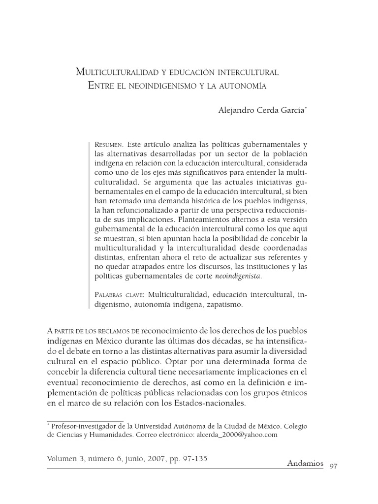 Educación Intercultural y Multiculturalidad | PDF | México ...