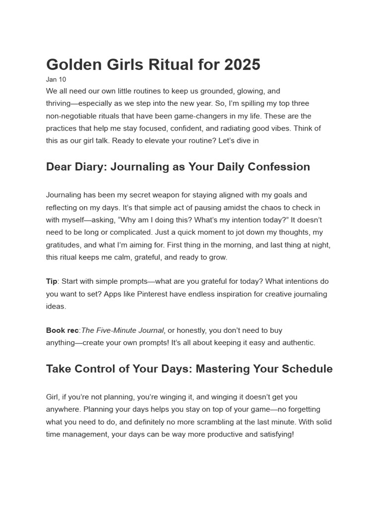 Essential Rituals for a Thriving 2025 | PDF