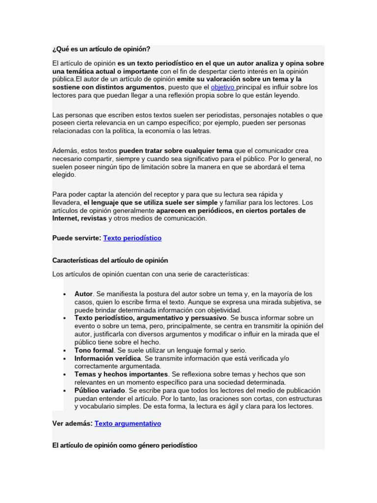 Guía del Artículo de Opinión | PDF | Autor | Comunicación humana