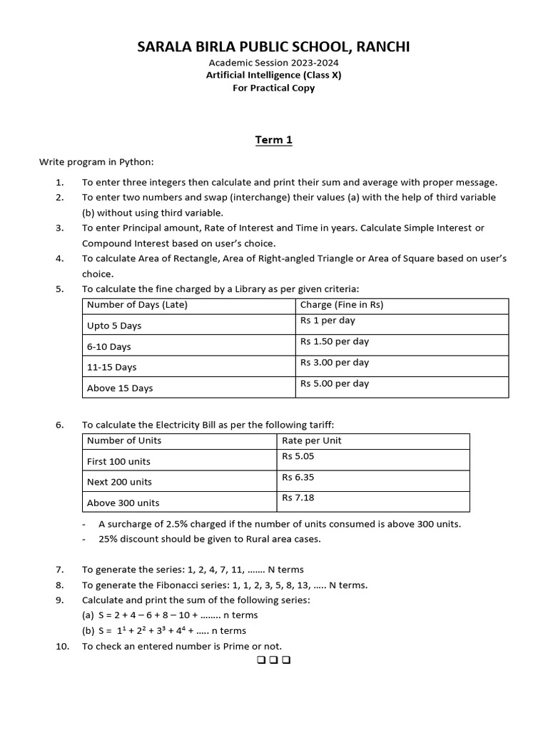 Python Practical Guidelines for Class X | PDF