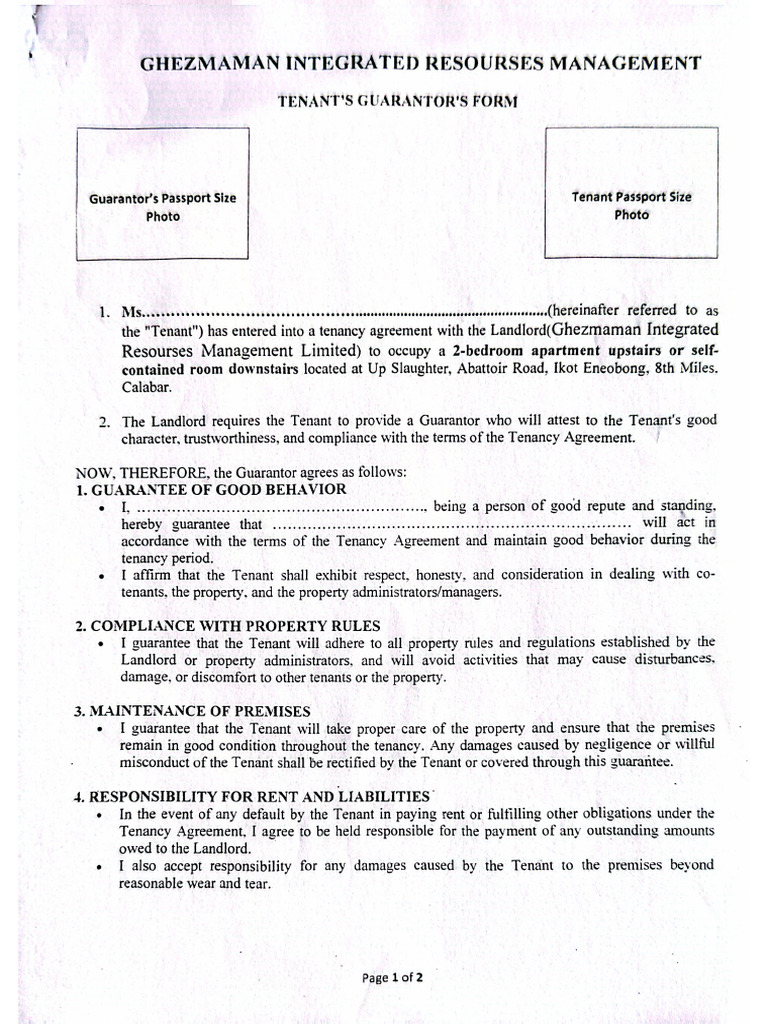 Guarantor's Form Final 29th Oct 2024 | PDF