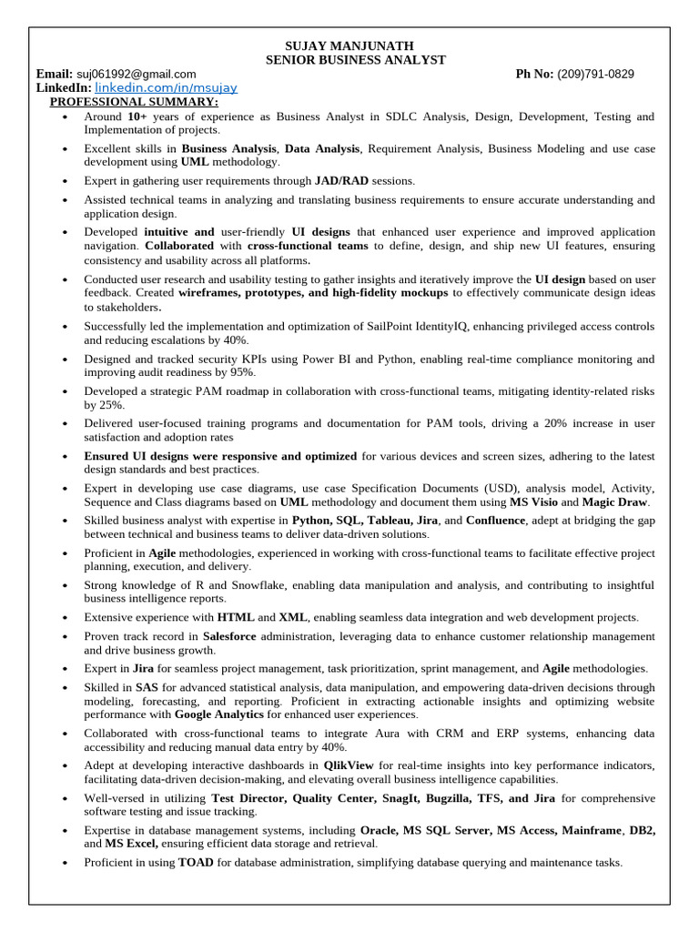SujayManjunath G RESUME | PDF | Software Development Process | Agile ...