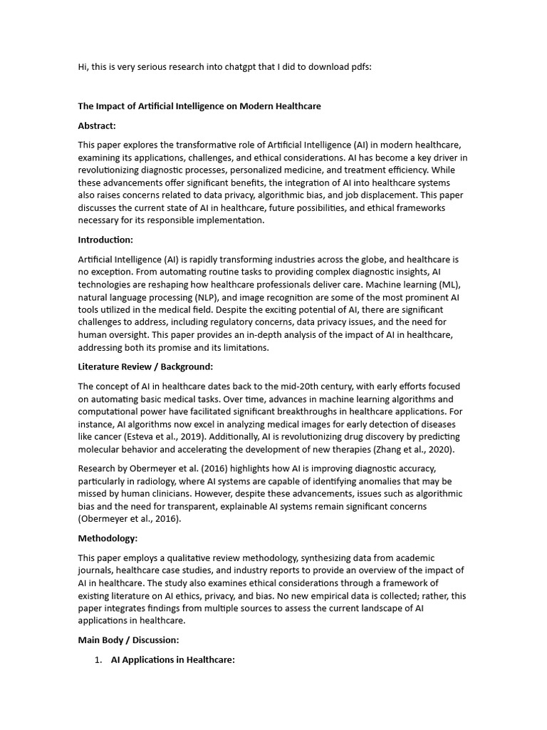 AI's Role in Modern Healthcare Insights | PDF | Artificial Intelligence ...