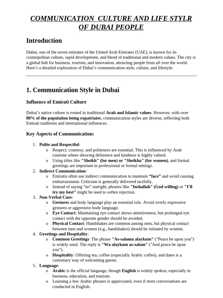 Dubai's Communication and Culture Insights | PDF | Dubai | United Arab ...