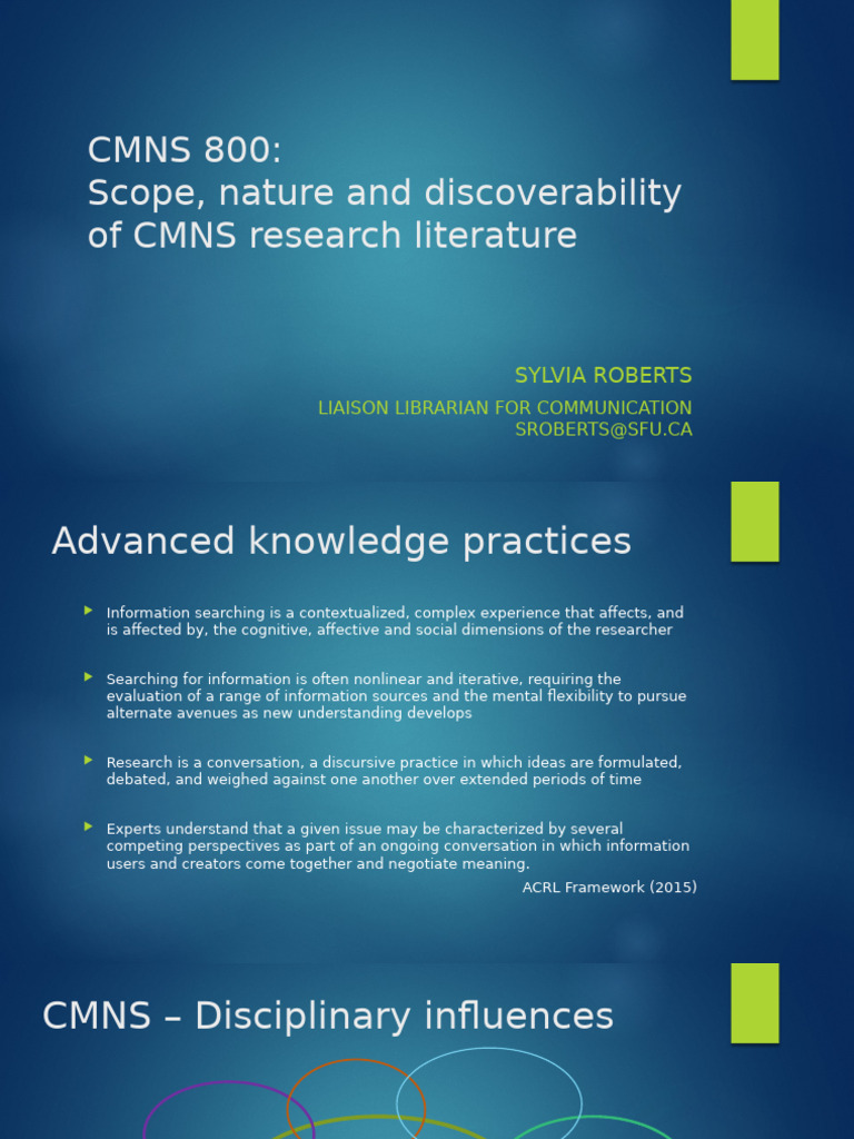 Discovering CMNS Research Literature | PDF | Thesis | Human Communication