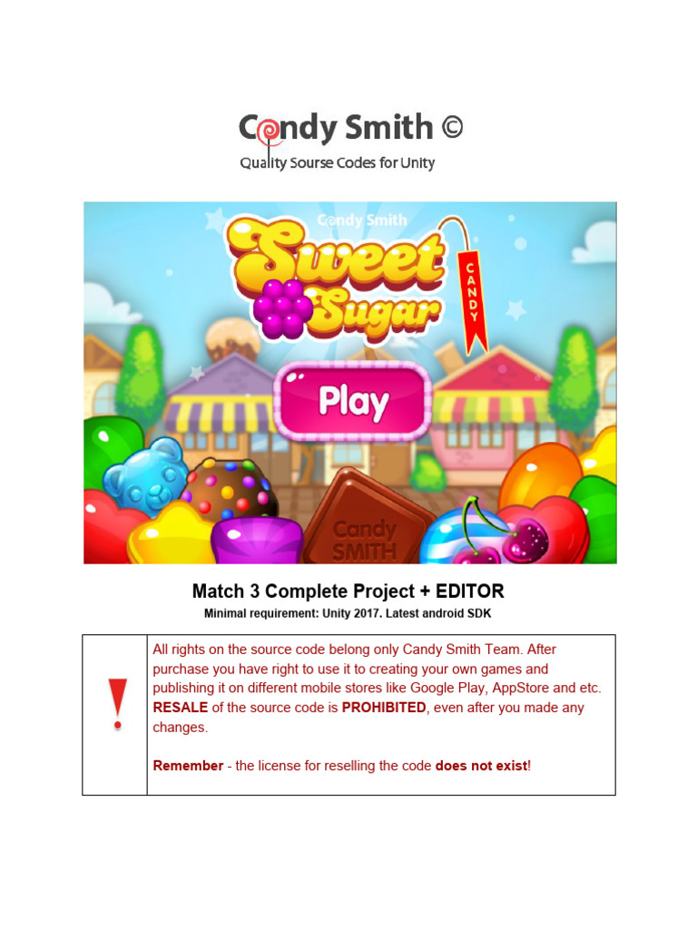 Sweet Sugar Match-3 Game Kit | PDF | Computing | Software