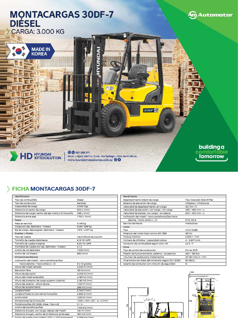 Ficha Técnica Montacargas 30DF-7 | PDF | Eje | Vehículos