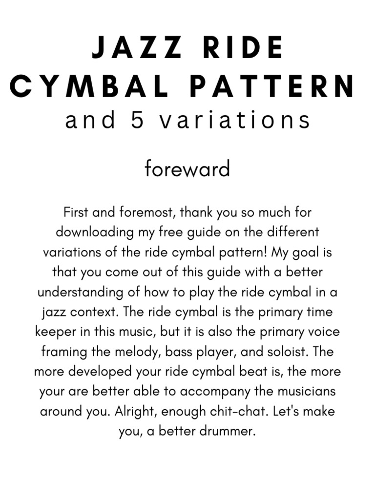 Jazz Ride Cymbal Patterns Guide | PDF | Jazz | Musicology