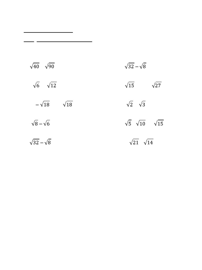 Tarea Operaciones Con Radicales Pdf