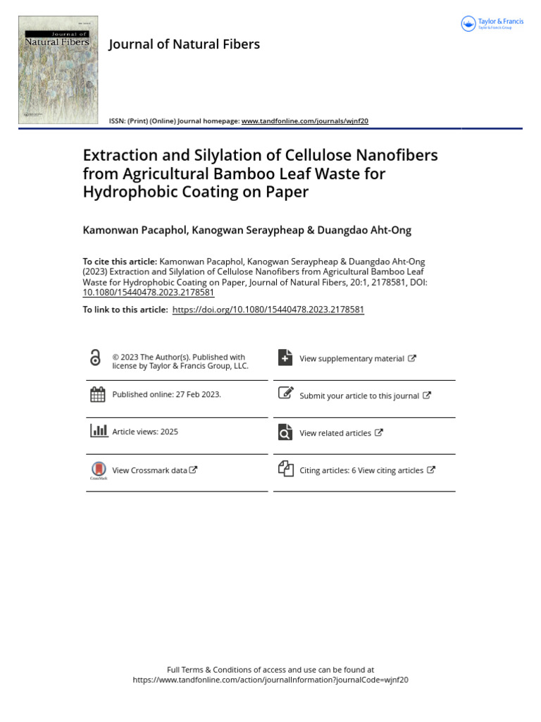 Extraction and Silylation of Cellulose Nanofibers From Agricultural ...