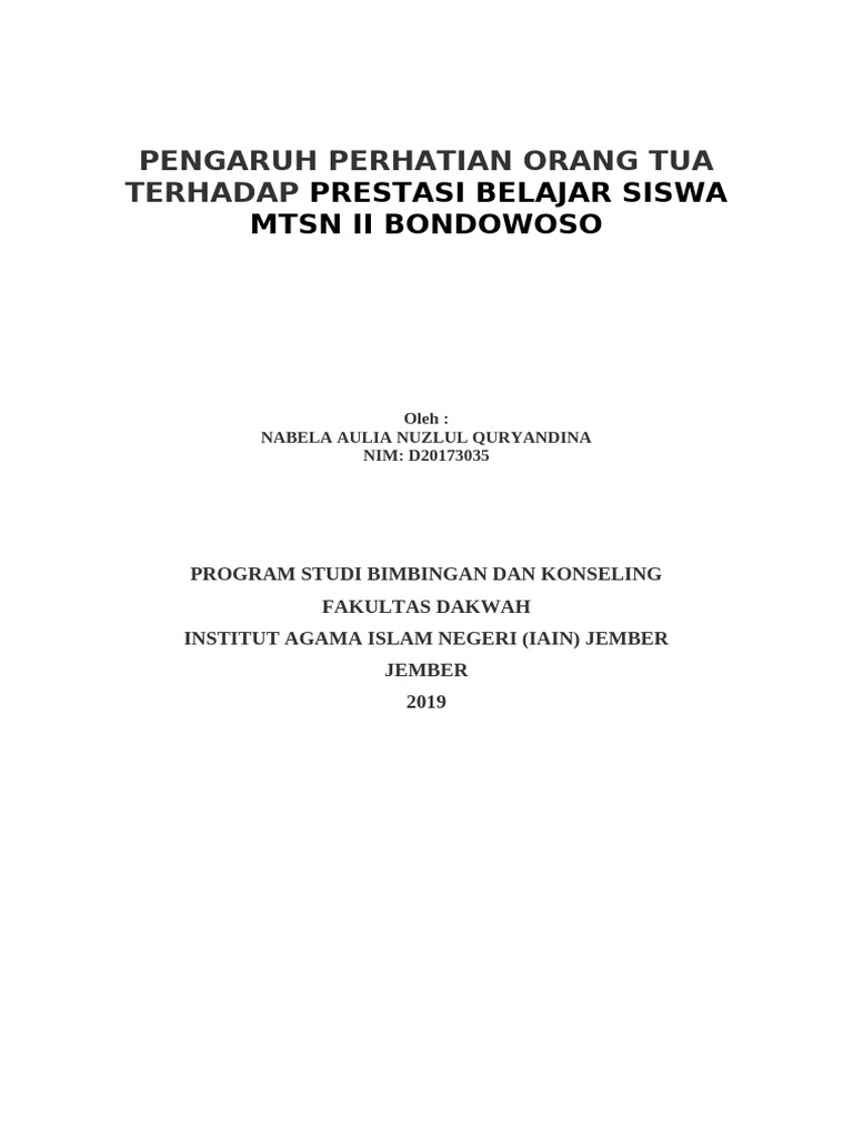 Pengaruh Perhatian Orang Tua pada Siswa | PDF
