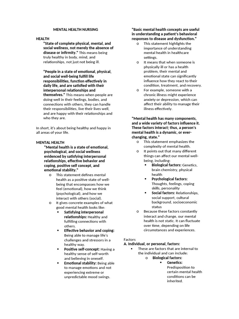 Mental Health Nursing | PDF | Neuron | Dendrite