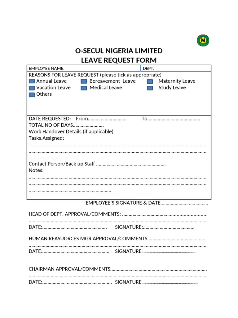 Leave Request Form | PDF