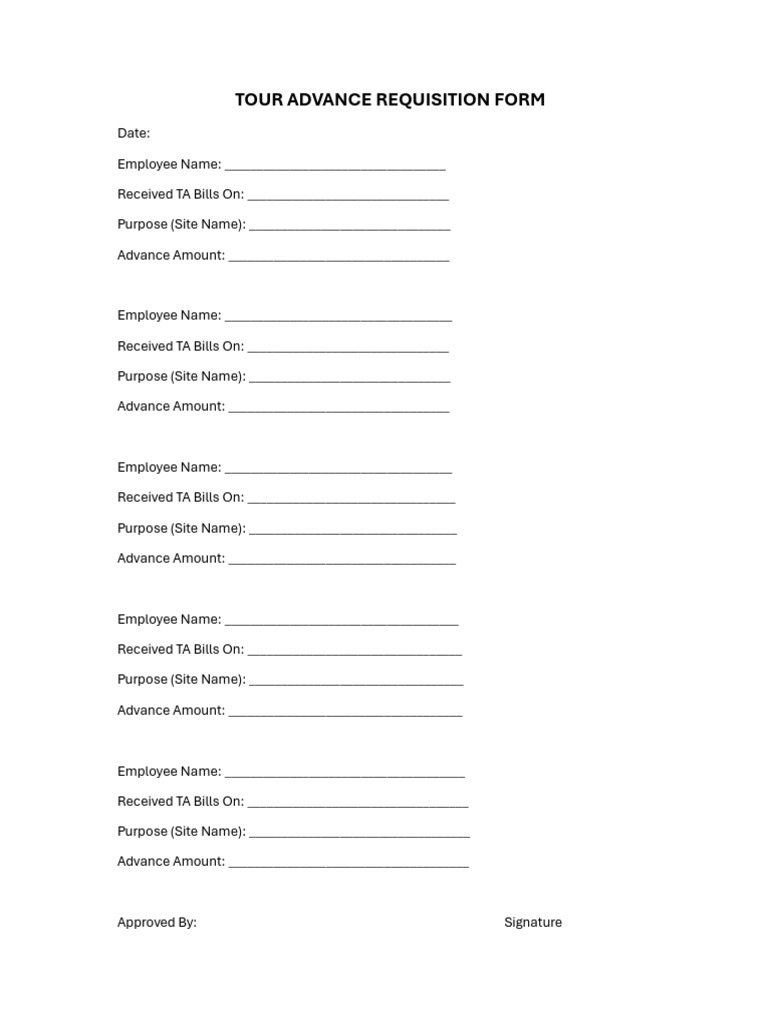 Tour Advance Sheet | PDF