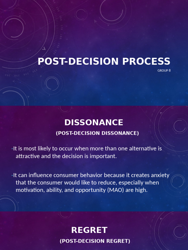 Post Decision Process Group 8 | PDF | Customer Satisfaction | Motivational