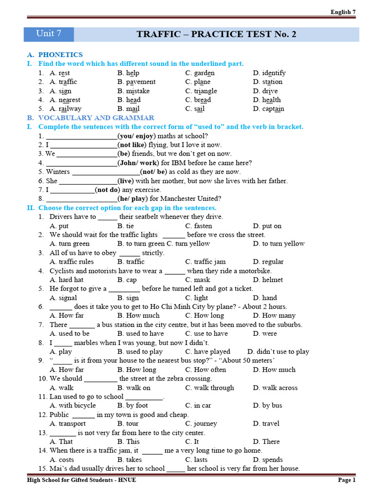 Unit 7 Traffic | PDF | Traffic | Road Transport