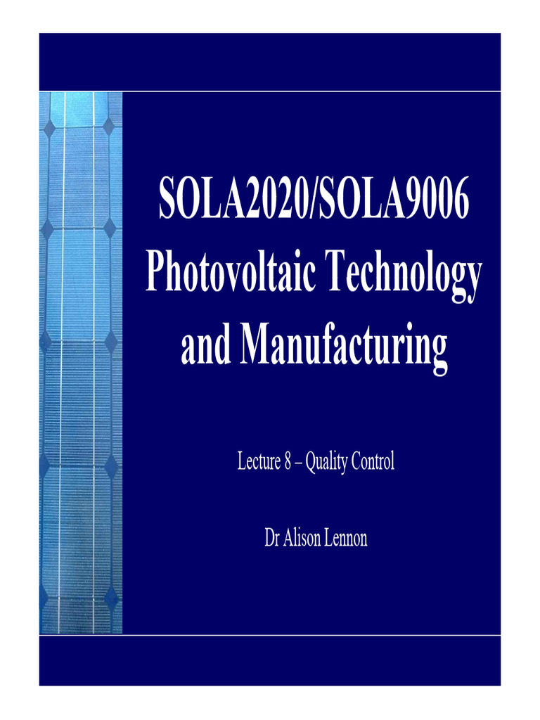 Photovoltaic Quality Control Techniques | PDF | Applied And ...