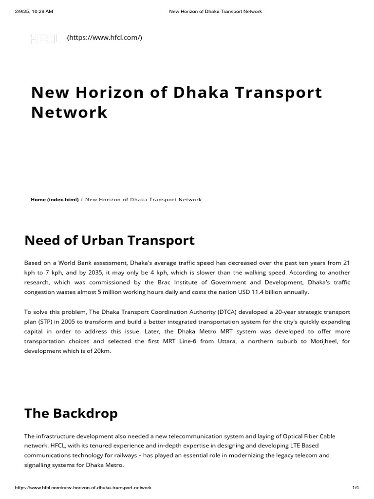 New Horizon of Dhaka Transport Network | PDF | Information And ...