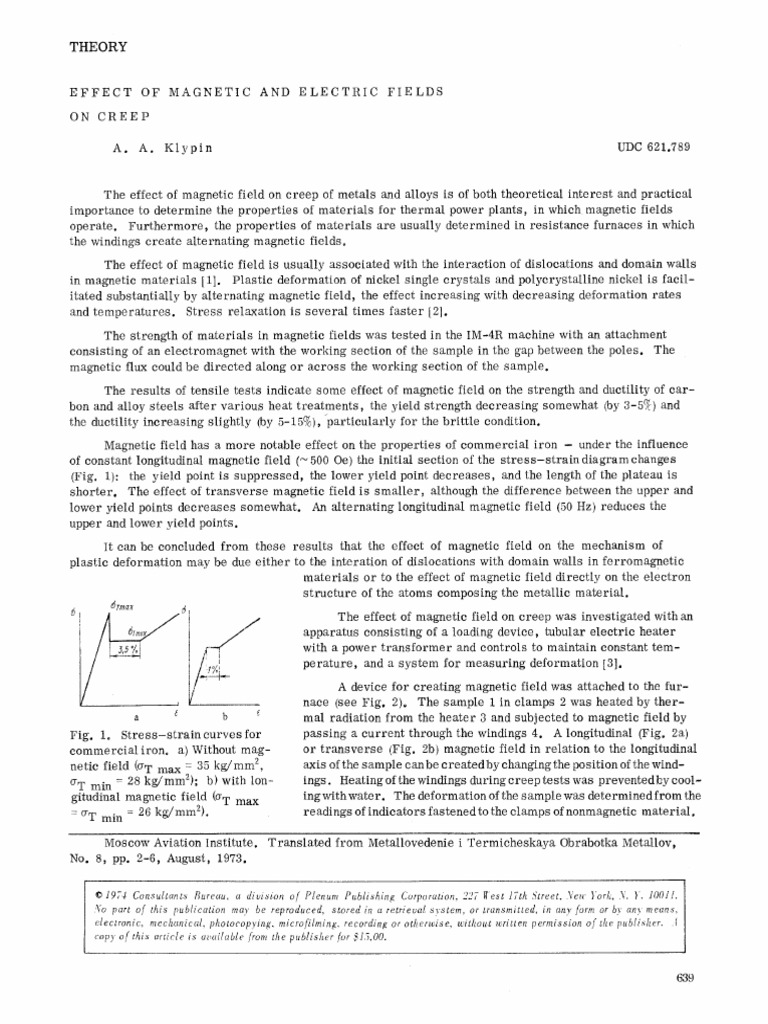 Effect of Magnetic and Electric Fields On Creep | PDF | Yield ...