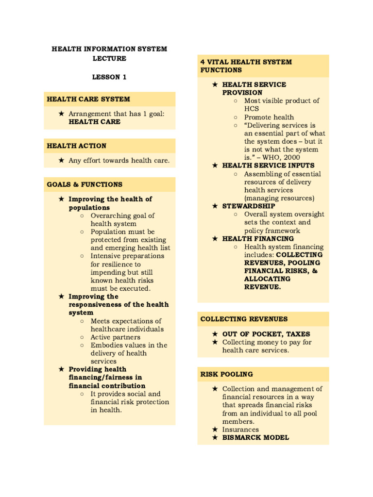 Overview of Health Information Systems | PDF | Health Care | Health System