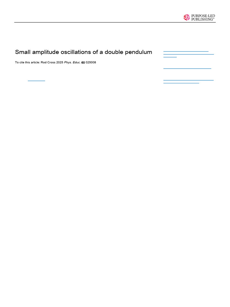 Small Amplitude Double Pendulum Oscillations | PDF | Pendulum | Oscillation