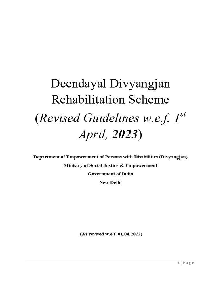 Revised Deendayal Divyangjan Scheme 2023 | PDF | Special Education ...