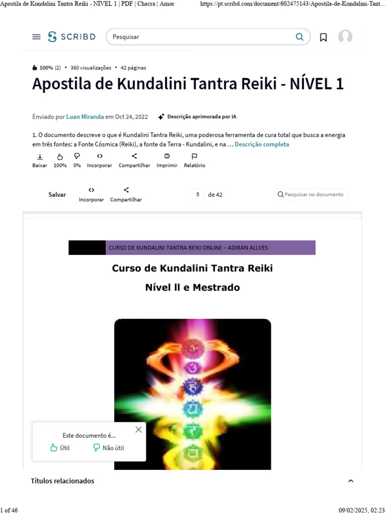 Introdução ao Kundalini Tantra Reiki | PDF | Kundalini | Chacra
