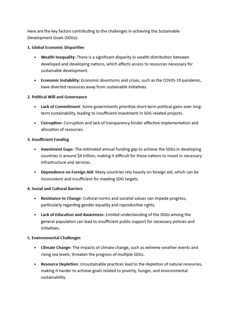 Challenges in Achieving Sustainable Development Goals | PDF ...