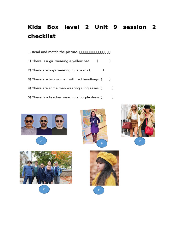Kids Box Level 2 Unit 9 Session 2 Activities | PDF | Dress Codes | Fashion