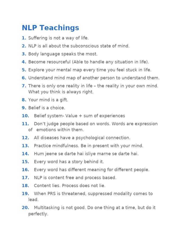NLP Teachings | PDF