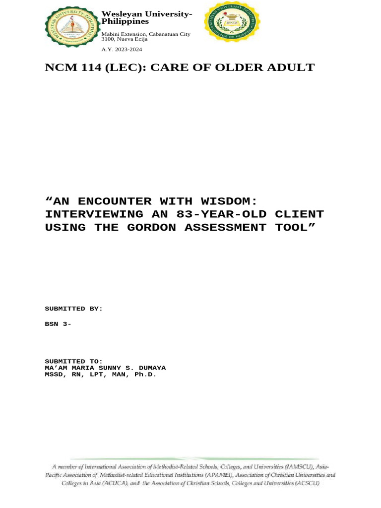Gordon Assessment of an 83-Year-Old | PDF | Sleep | Psychology