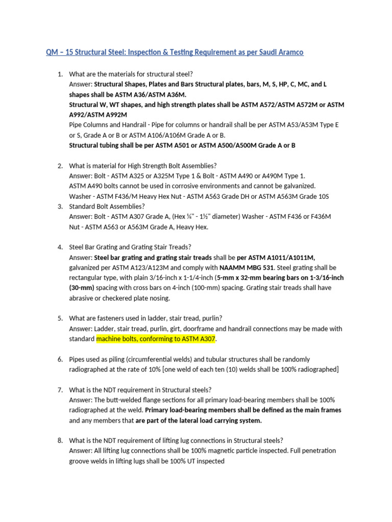 Saudi Aramco Structural Steel Standards | PDF | Structural Steel | Screw