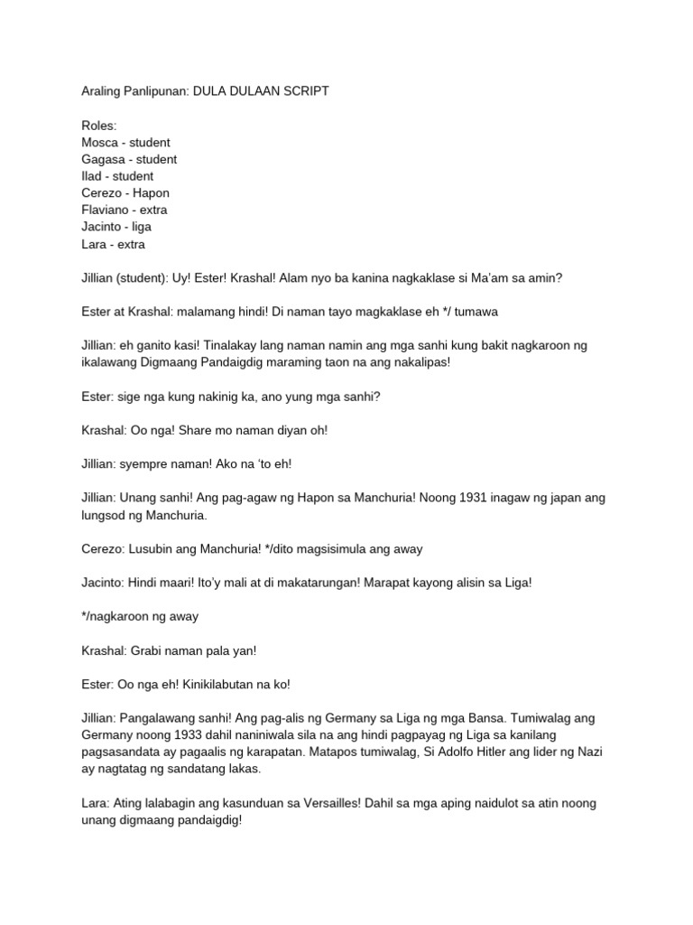 Araling Panlipunan - SCRIPT | PDF