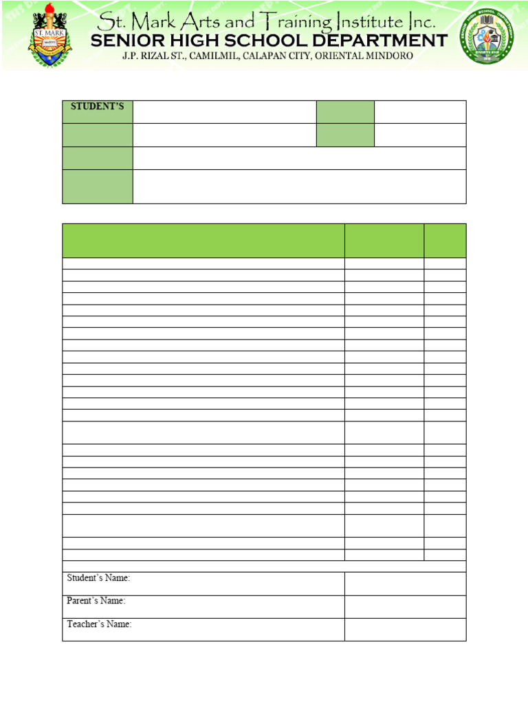 Portfolio Evaluation Form Template | PDF