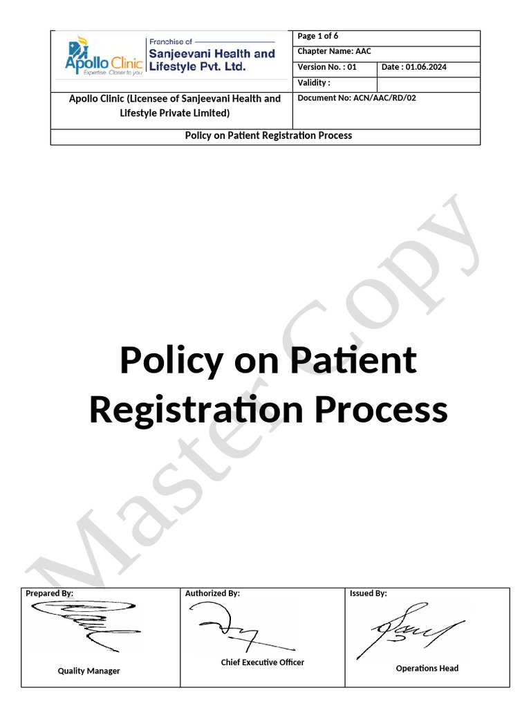 Patient Registration Policy Overview | PDF | Health Care