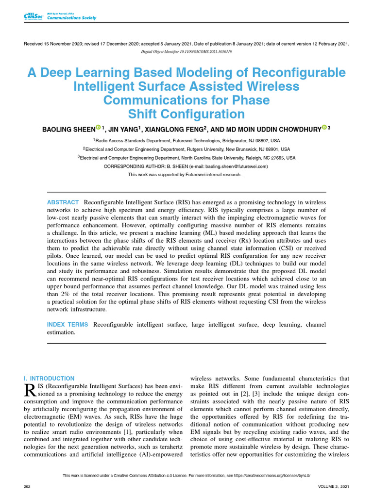 A Deep Learning Based Modeling of Reconfigurable Intelligent Surface ...
