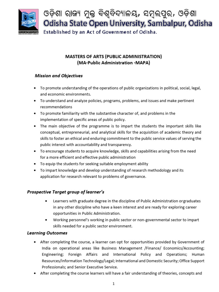 MA in Public Administration Overview | PDF | Methodology | Emergency ...
