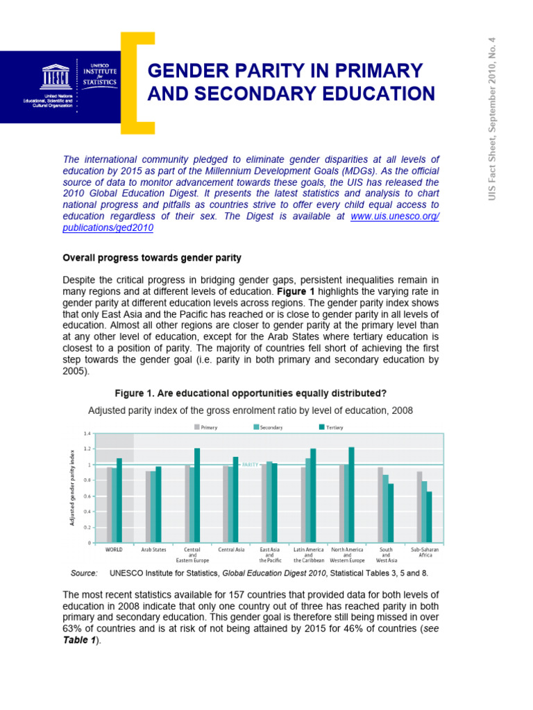 fs4 Gender Parity in Primary and Secondary Education en | PDF | Gender ...