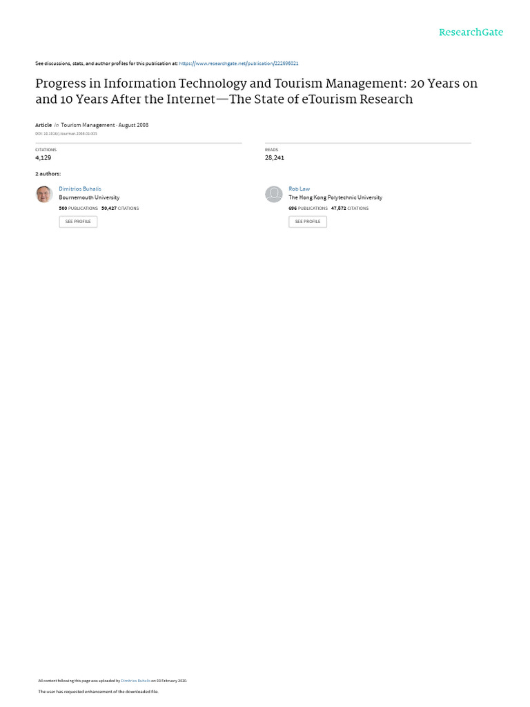 Progress In Information Technology And Tourism Man Pdf Telephone 3 G