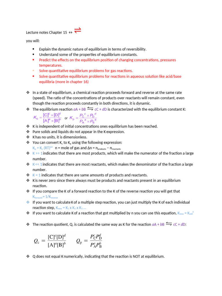 Chapter+15+Objectives%2C+Notes%2C+Questions | PDF | Chemical ...
