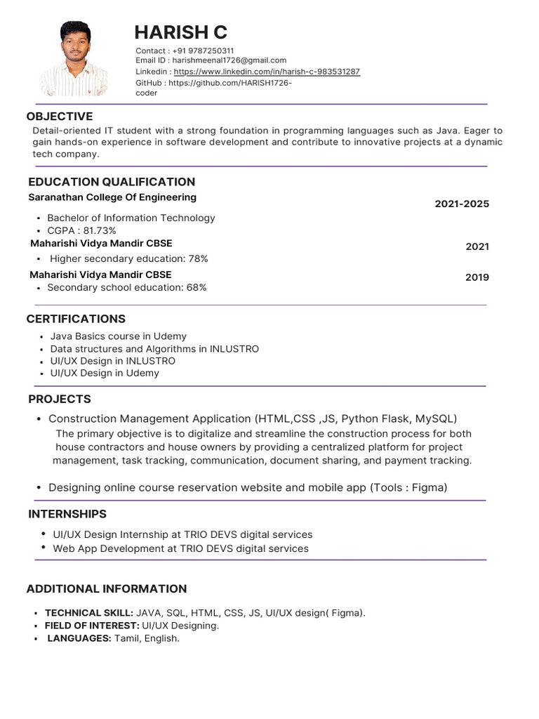 IT Student Profile: Skills & Projects | PDF