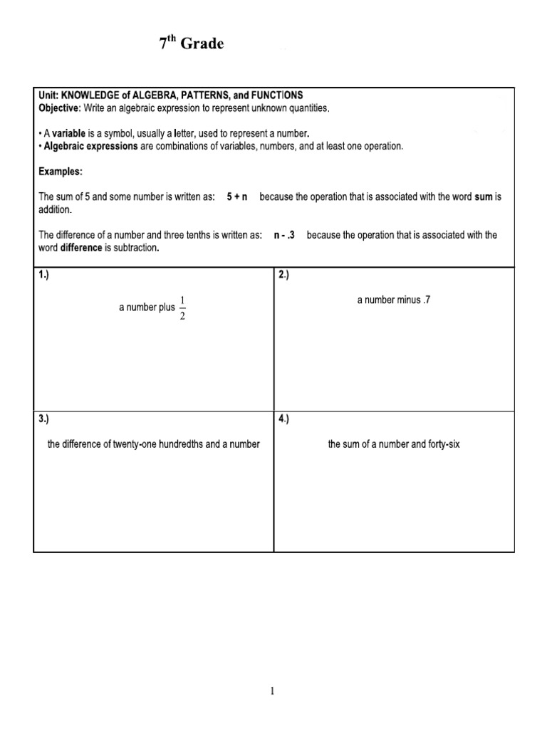 Grade 7 Maths Work 2 | PDF