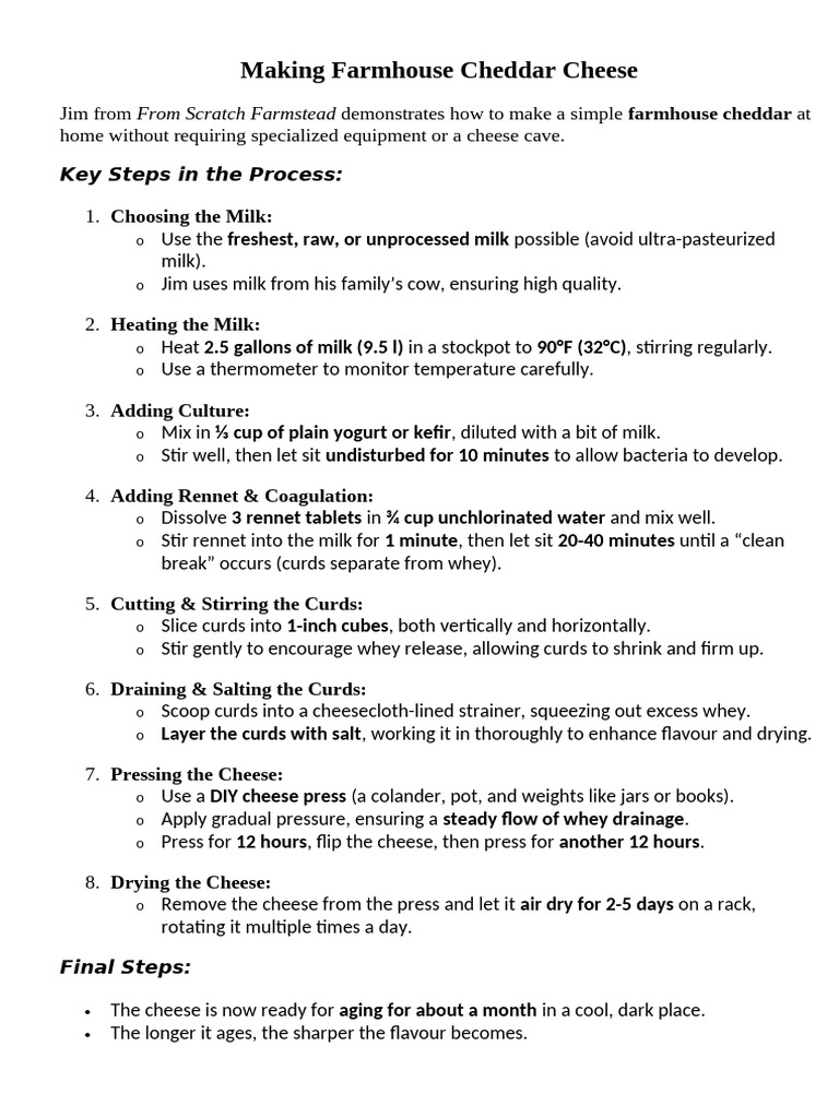 Making Cheddar Cheese | PDF | Cheese | Cheesemaking
