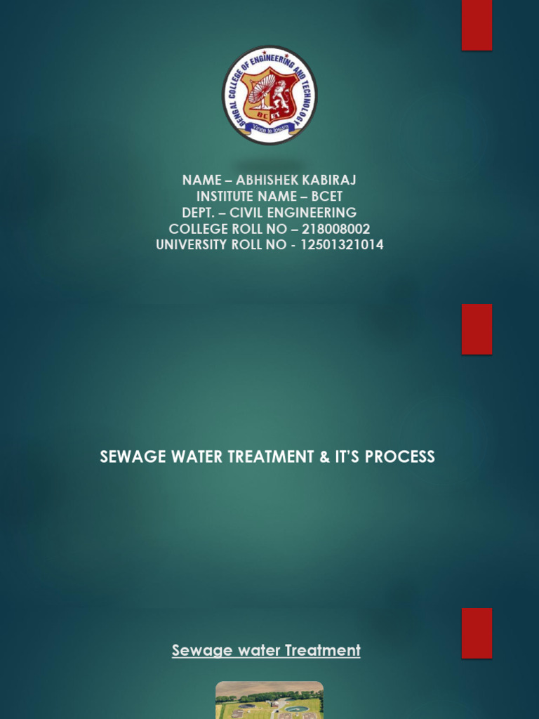 Sewage Water Treatment Process Explained | PDF | Sewage Treatment ...