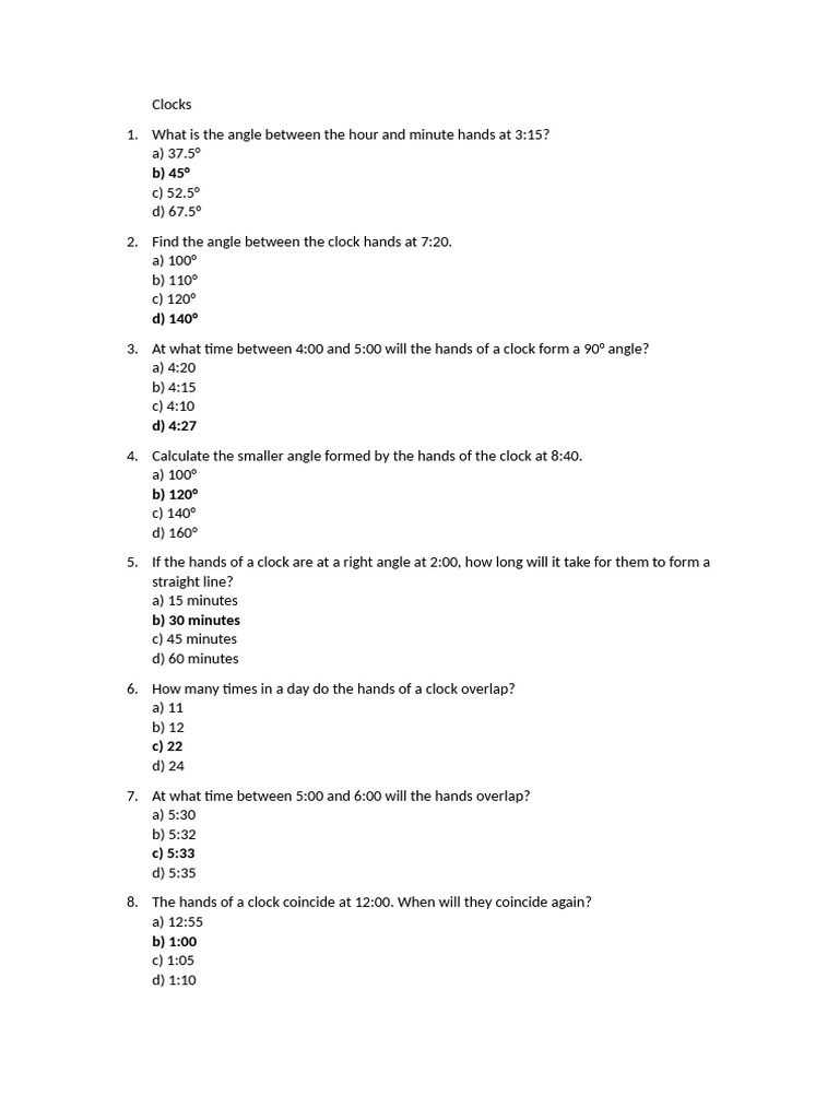 Clock Hand Angle Calculations | PDF | Fahrenheit | Celsius