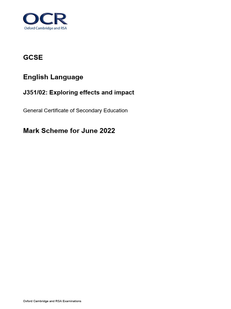 GCSE English Language Mark Scheme 2022 | PDF | Linguistics