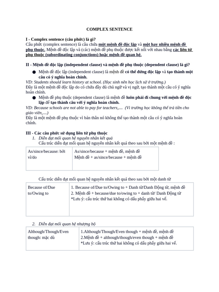 Complex Sentence | PDF