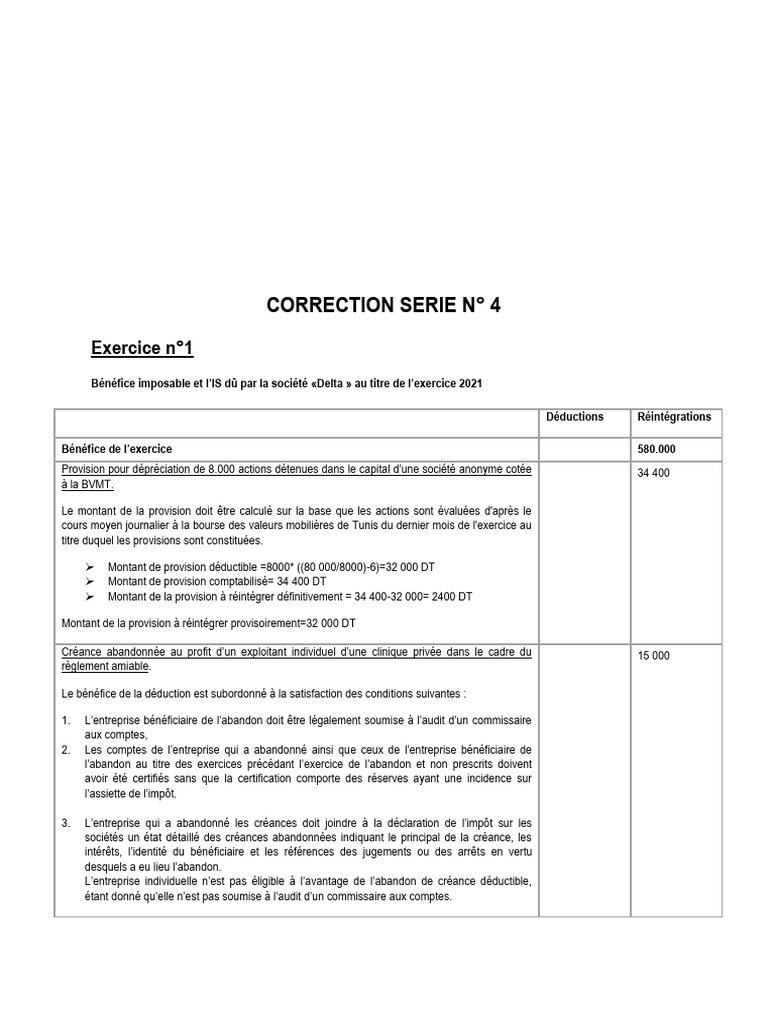 Bénéfice imposable et IS de Delta 2021 | PDF | Dépréciation | Taxe sur ...