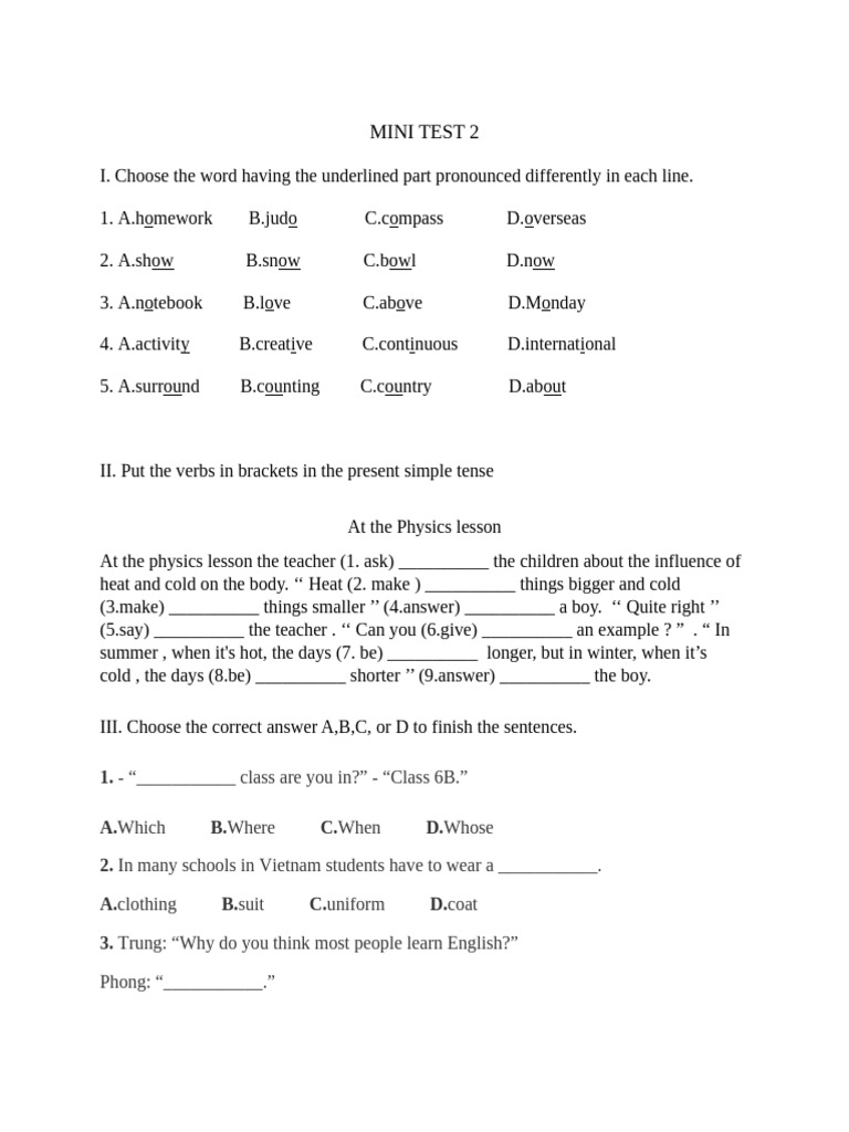 Mini Test 2 Pdf Language Mechanics Language Families