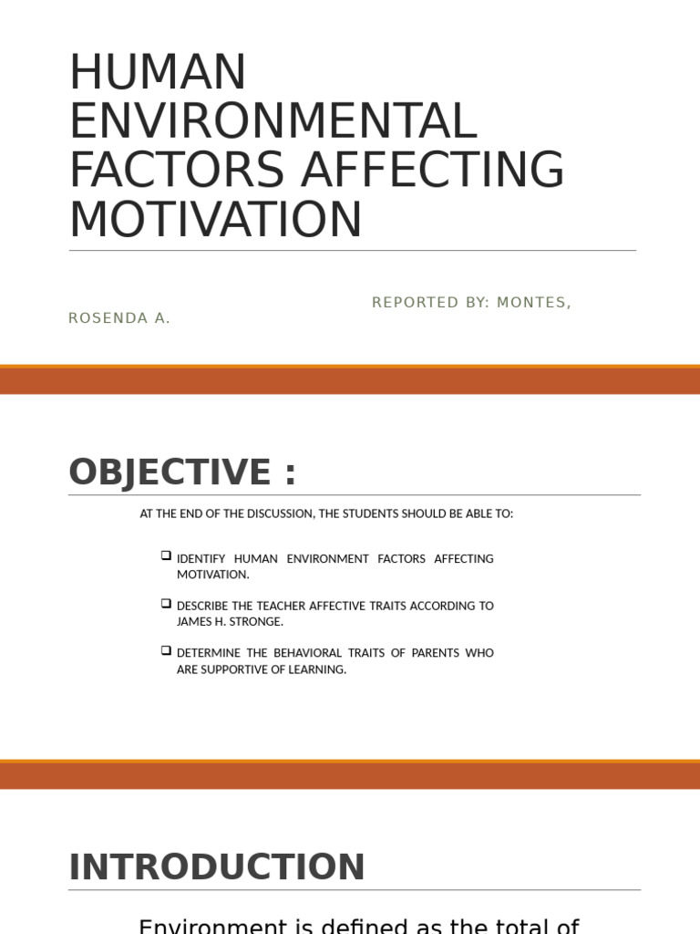 Human Factors Influencing Motivation | PDF